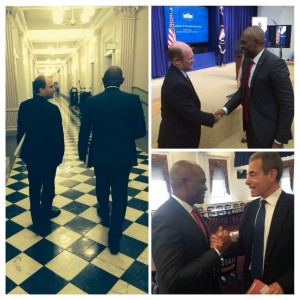 Clockwise from the left: Tony Elumelu with Ben Rhodes, US Deputy National Security Adviser for Strategic Communication; Senator Chris Coons, ranking member of the US Foreign Relations subcommittee on African Affairs; and Undersecretary of State for Public Diplomacy and Public Affairs, Rick Stengel