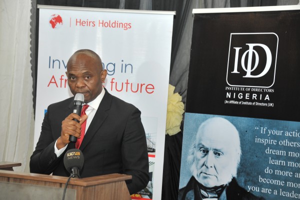 Tony O. Elumelu delivering his speech at the IoD dinner